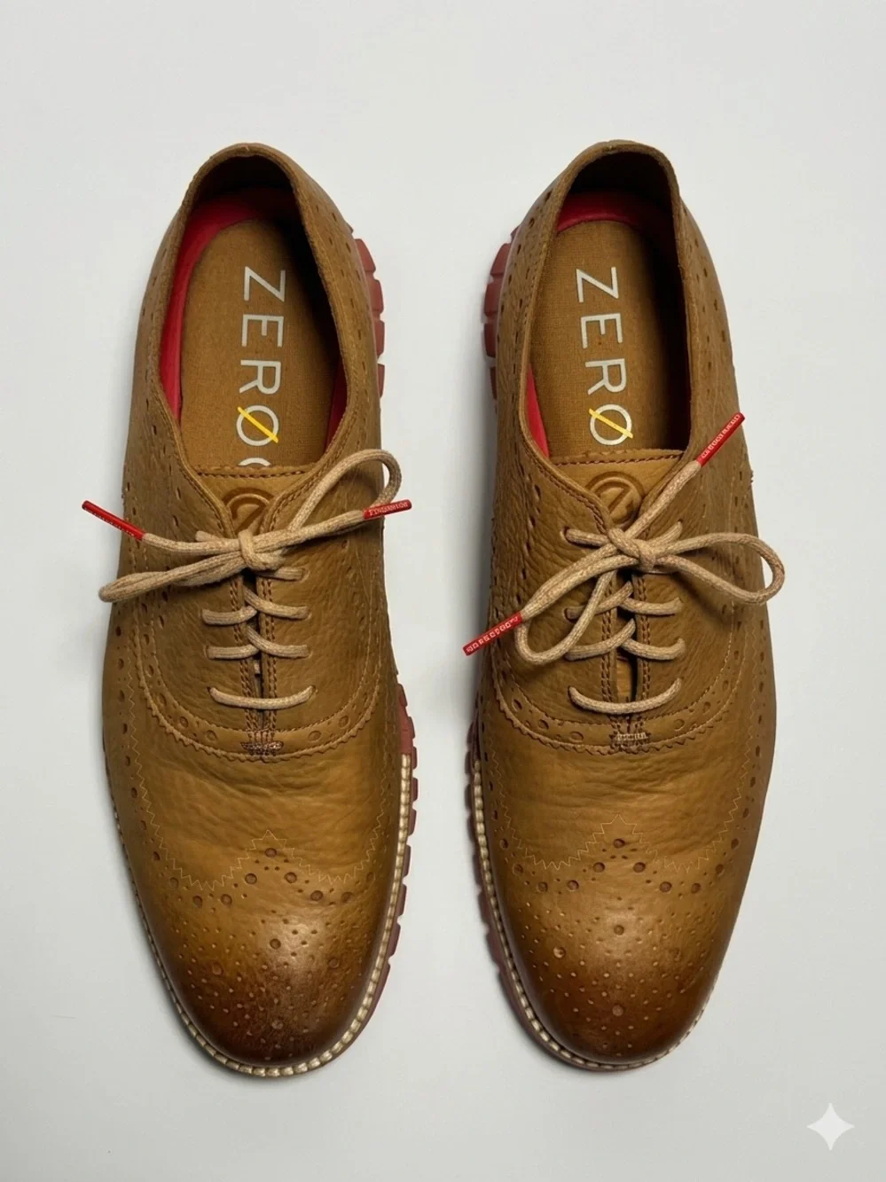 Cole Haan Tan Wingtip Oxford with Red-Accent Sole